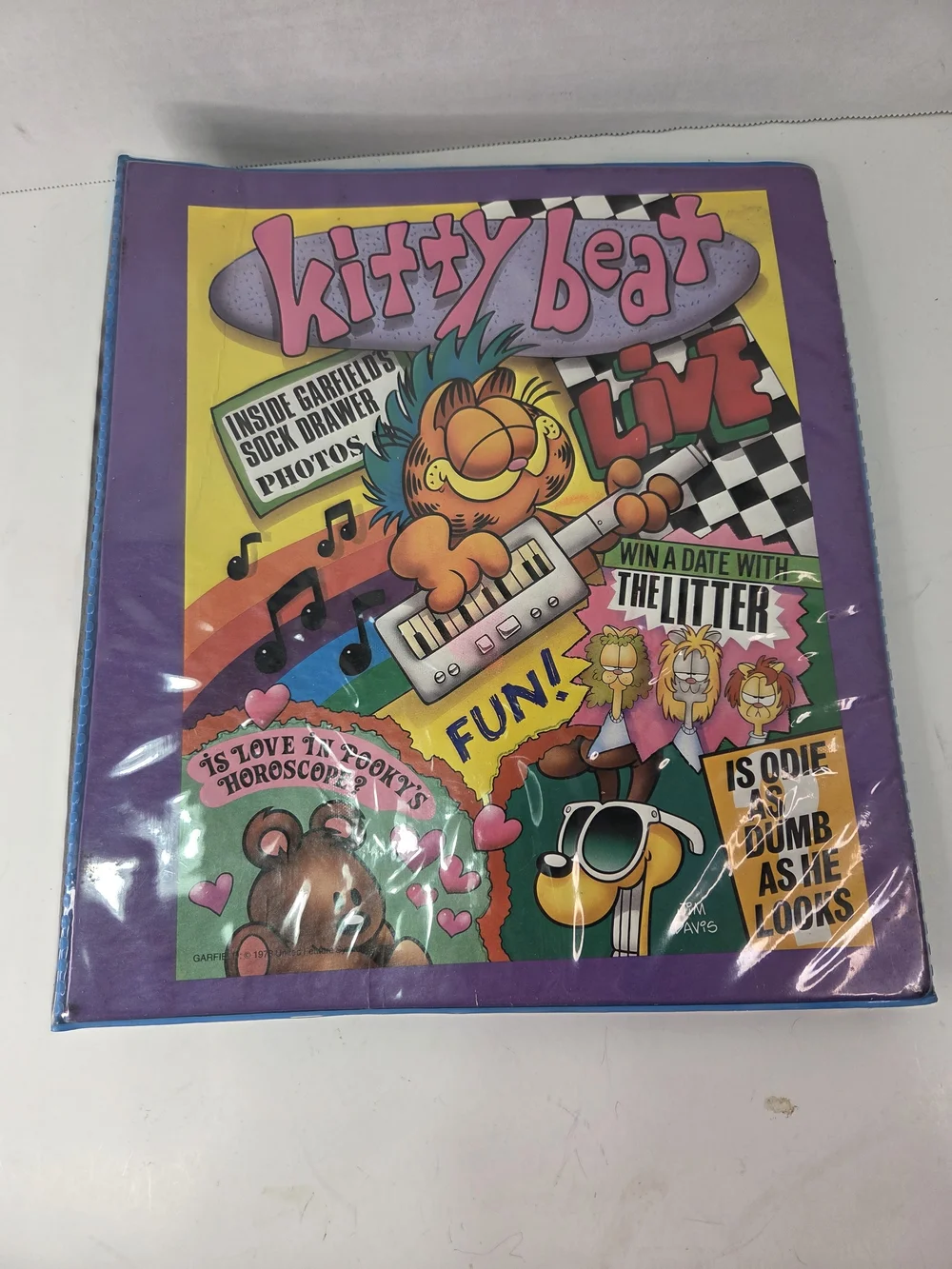 Vintage Mead Garfield Kitty Beat Notebook Three Ring Binder Retro 1978 Organizer